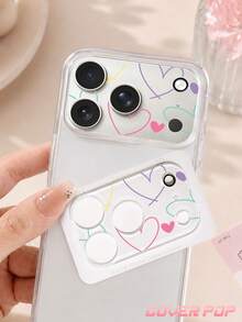 1pc Fashion Heart Pattern Lens Protector, Compatible With Phone 17 Pro/17 Pro Max, Birthday/Holiday Gift Phone Accessory, Tempered Glass Full Coverage Anti-Scratch - Clear - View 4