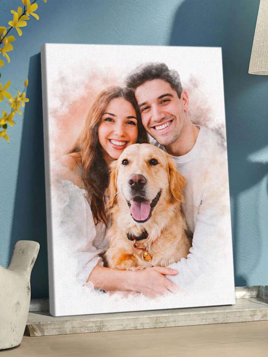 客製化畫布藝術印畫－個性化狗狗與貓咪肖像、風景、卡通、家庭照片等，寵物愛好者的完美禮物，適合臥室、客廳與居家辦公室裝飾