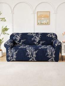 Printed Milk Silk Sofa Cover, Anti-Cat Scratch Anti-Dust, Thickened Elastic Universal Sofa Protector, Washable Living Room Home Decor - Royal Blue - View 2
