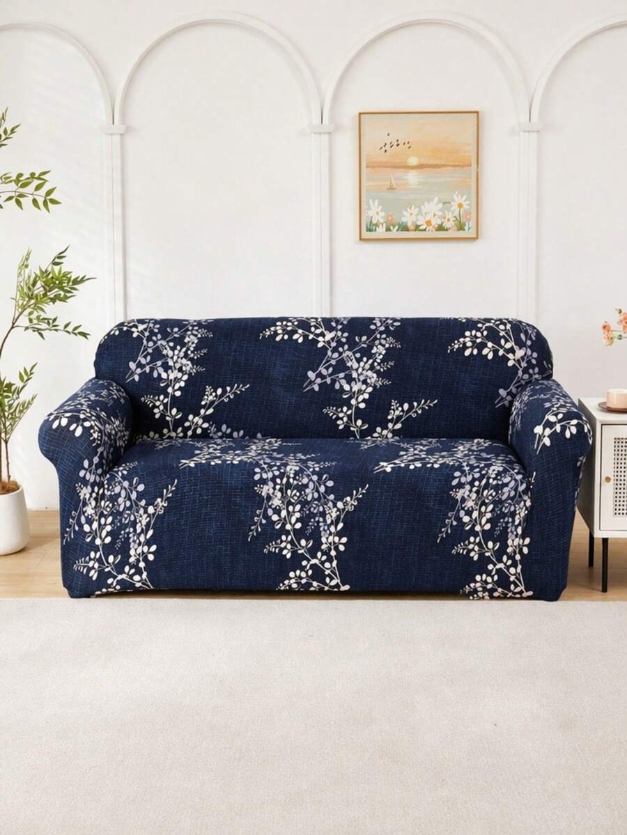 Printed Milk Silk Sofa Cover, Anti-Cat Scratch Anti-Dust, Thickened Elastic Universal Sofa Protector, Washable Living Room Home Decor