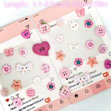 18/23/28/35/42/50/60/70/80Pcs/Box Random Style Cute Pink Buttons, Can Be Used For DIY Scrapbook, Clothing Accessories Buttons - Multiple Styles - View 4