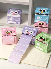 1 pieza Notas adhesivas extraíbles con diseño de monstruo de dibujos animados, dispensador de papel de notas de color macaron, pestañas de índice para tomar notas, marcar y mensajes, regalo de vuelta a la escuela para amigos - Multicolor - Ver 6