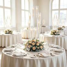 Vincidern 1Pcs 8 Arm Acrylic Candelabra Candle Holder For Wedding Table Centerpieces ,38.5 Inches Tall Floor Arcylic Candlesticks Holder With Shade For Birthday,Living Dining Room,No Candles Included - 透明的燭台 - 查看 1