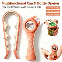 Multifunctional Can And Bottle Opener Suitable For People With Arthritis; Designed For The Elderly, Children, Women, And Those With Limited Hand Strength; A Versatile Kitchen Tool (Orange). - View 1