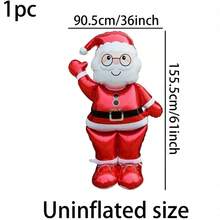 1/2pcs 154.94cm Standing Santa Claus Foil Balloon 3D Decoration Christmas Atmosphere Decor Large Balloon Holiday Atmosphere Decoration Indoor Outdoor Setup - Waving Santa Claus - View 2