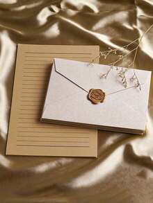 16pcs/Set Vintage Stationery Set, Linen Pattern Envelopes, Letter Paper Set, FORYOU Pattern Wax Seal, 250g High Quality Envelopes, Vintage Love Letters, Chinese Style Kraft Paper Special Invitation Cards, Postcards, Suitable For Making Invitations, Thank You Cards, Love Letters, Mother's Day Gifts And Letters - Apricot - View 1