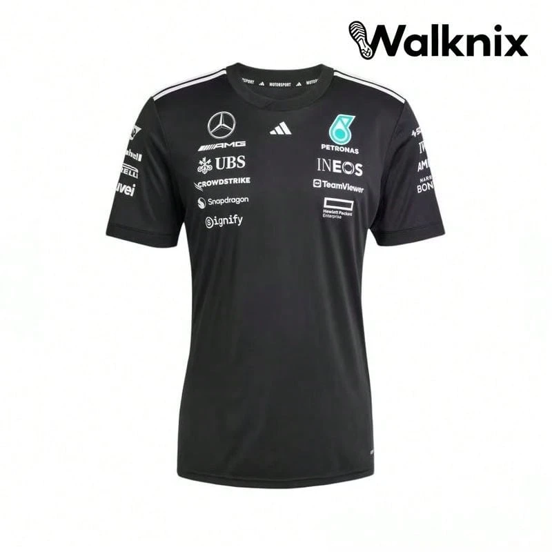 Adidas X Mercedes-Amg Petronas F1 Collaboration Team Ss25 Comfortable Versatile Soft Short Sleeve T-Shirt Black Tops Men - 彩色 - 查看 1