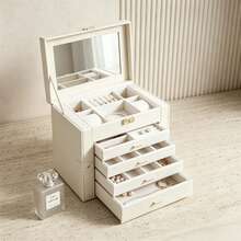 KYPHIREL SONGMICS 6-Layer/5-Layer Jewelry Storage Box With 5 Drawers, Large Capacity, With Mirror, Lockable, Jewelry Organizer Box, Gift For Loved Ones, Suitable For Earrings, Rings, Necklaces, Watches, White, Black, Gray - Multicolor - View 20