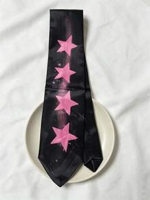 1pc Cute Star Print Tie For Women, New Sweet Elegant Versatile Decorative Knotless Necktie, Multi-Purpose - Multicolor - View 10
