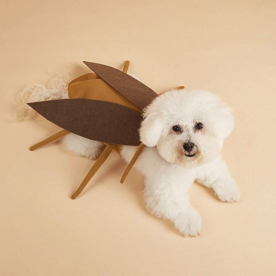 1pc Halloween Dog Costume, Easy To Wear With Hook And Loop Closure, Turns Your Pet Into A Funny Cockroach, Perfect For Outdoor Walks And Home Video Shoots, Eye-Catching And Funny Style For Your Furry Friend, Guaranteed To Be The Center Of Attention At Parties - Coffee Brown - View 1
