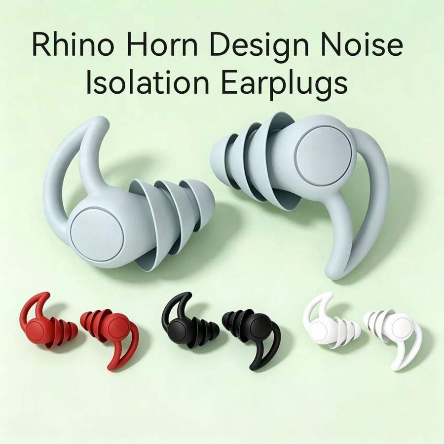 Premium Professional Noise-Canceling Sleep Earplugs, Reusable, Ultra-Soft Silicone Noise-Canceling Earplugs, Unisex, Suitable For Study, Travel, Swimming, Ergonomic Rhino Horn Design, Comfortable Side-Sleeping High-Fidelity Earplugs - Two-piece set - View 1