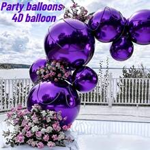 4pcs/Set (10.0 Inch, 15.0 Inch, 22.0 Inch, 32.0 Inch) Large Purple Foil Balloon Set - No Helium Needed, Reusable And Durable Base, Reflective Surface, Suitable For Christmas, Wedding - Multicolor - View 5
