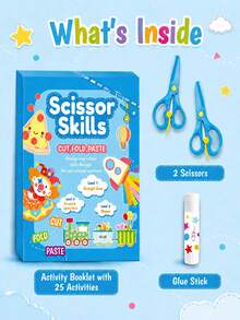 Scissor Skills Craft Kit For Kids Ages 3+ -, 25 Cut & Paste Activities 2 Scissors & Glue Stick Included | Fine Motor Preschool Toy, 3 Levels - Multicolor - View 13