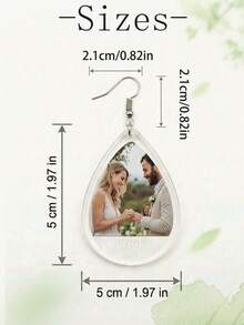 Custom Teardrop Photo Earrings, Elegant Personalized Dangle Earrings, Customized Text Jewelry, Customizable Wedding And Anniversary Gift, Bridal Gift - Style B - View 2