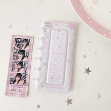 1pc Pastel Star Paw Print 4-Cut Photo Strip Album, Loose-Leaf Photocard Binder With Transparent Display Window, Portable Idol Photostrip Collect Book, Mini Photo Card Storage Holder For Fans, Back To School Supplies,Card Holder - Photo Album - View 9