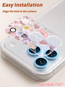 1pc Beautiful Dried Flower Pattern Lens Protector, Compatible With Phone 17 Pro/17 Pro Max, Cute & Exquisite Lens Decoration, Enhances Overall Phone Texture, Adds Atmosphere To Photos, Tempered Glass High Definition Full Coverage, Scratch-Resistant & Wear-Resistant, Compatible With Phone Cases, Fashionable Small Gift For Girlfriend And Best Friend - Clear - View 6