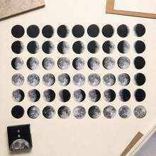 45pcs/Box Calendar Moon Phase Decorative Stickers For Laptop, Planner, Scrapbook, Cup, Diary, Notebook, Photo Album, Phone Case - Moon - View 5