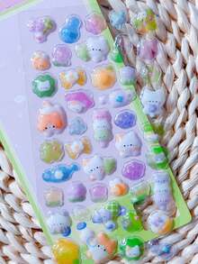 3D Embossed Cartoon Stickers, Cute & Fun Planner Decoration, DIY Crystal Girl - Multicolor - View 10