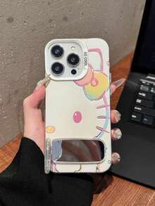SANRIO Cute Cartoon Mirror Phone Case Compatible With Iphone 16/17/16 Pro Max/16 Plus/15 Pro/14/13/12, Premium Mirror Stand Protective Cover, Summer Niche Style For Women - Multicolor - View 1