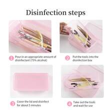 Nail Art Tools Disinfection Cleaning Box Rectangular Double Layer Cleaning Box Tweezers Cuticle Scissors Steel Pusher Nail Drill Bit Cleaning Soaking Draining Tray Nail Art Tools Storage Box - Multicolor - View 4