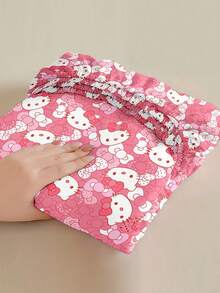 Sanrio 2/3件組 Hello Kitty 床上用品套裝，可愛卡通印花床單套組，床墊保護墊、床罩、床單，舒適家居紡織品，透氣防起球床墊保護墊，家居裝飾，適用所有床尺寸－雙人床、全尺寸、加大雙人床、特大雙人床，四季通用，防塵床罩，可機洗 - 蝴蝶結KT - 查看 8