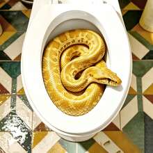 1pc/1set Creative Realistic Gold Snake Toilet Hole Prank Sticker, Beautiful Color, Scary & Funny Toilet Decoration Decal, Self-Adhesive Wall Sticker, Suitable For Bathroom Walls, Durable PVC Material Home Decor Wall Sticker Toilet Decoration Sticker - Multicolor - View 3