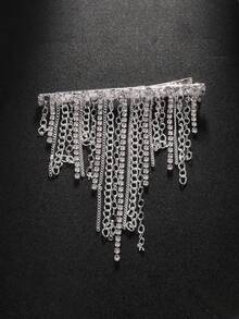 FAAABULS 1pc Women's Multi-Layer Chain Tassel Hair Clip, Sparkling Draping Hair Accessory, Suitable For Weddings, Parties, Music Festivals And Formal Occasions - Tassel - View 6