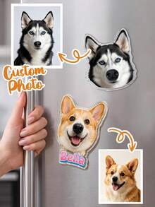 Personalized Custom Pet Acrylic Fridge Magnet, Custom Dog Cat Pet Portrait Fridge Magnet, Custom Transparent Acrylic Photo Fridge Magnet, Unique Custom Pet Memorial Keepsake Gift - Black - View 4