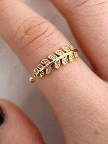 QIUCHU 1pc S925 Sterling Silver Original Personalized Leaf Luxury Ring, Women's Elegant Open Ring, Graceful Tail Ring. Suitable For Women's Daily Wear, Dating, Gathering, And Also An Excellent Holiday Gift. Silver Net Weight: 1.6g - Gold - View 10
