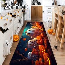 1pc Halloween Spooky Forest Giant Ghost Pumpkin Print Non-Slip Kitchen Mat, Waterproof Oil-Resistant Creative Holiday Foot Mat, Cartoon Scene With Groups Of Ghosts, Pumpkins, Bats And Autumn Forest, Machine Washable, Suitable For Kitchen, Entryway, Bathroom, All Seasons - Multicolor - View 8
