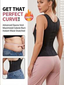 Women's Sports Shaping Vest - Double-Layer Waist Trainer, PU Coated Slimming Shirt For Sauna, Fixed Chest Support Vest For Abdominal Shaping Fall - Blue - View 5