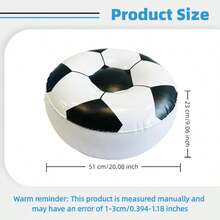 Inflatable Soccer Pattern Round Stool, Portable PVC Inflatable Seat Ottoman Foot Rest For Indoor & Outdoor Use, Air Pump Not Included - Multicolor - View 5