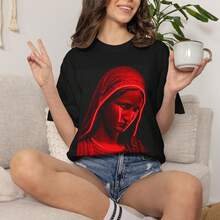 Camiseta de la Virgen María Llorando |   Camiseta gótica femenina oscura |   Ropa con Estética Grunge Religiosa - Negro - Ver 1