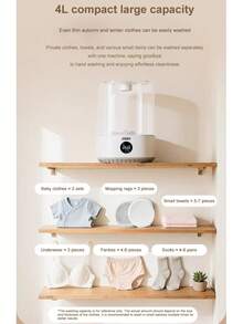 4L Mini All-In-One Portable Washing Machine, No Installation Required, Wireless Charging, Splash-Proof Laundry Tub, Home Use, Suitable For Underwear, Socks And Small Intimate Clothing - Multicolor - View 4