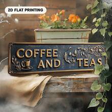 2D Flat Vintage Art Decorative Sign "Coffee & Tea" Rustic Style Metal Wall Decor, Pre-Drilled Holes, No Power Required, Suitable For Cafes, Restaurants, Porches, Home - Perfect Gift For Coffee Lovers (Random Style) - A - View 6