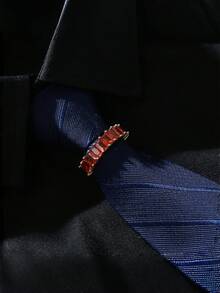 Luxury Curved Multi-Color Zirconia Tie Clip For Men, Business Formal Tie Holder, Gold And Silver Dual-Tone Multi-Color Rhinestone Versatile Tie Accessory, Wedding Banquet Commute Suit Accessory, Exquisite Rhinestone Design Stable Anti-Slip, High-End Men's Suit Outfit Accessory, Multiple Color Options Available - Tie Buckle - View 18