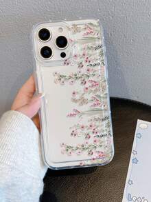 1pc Fashion Creative Pink Floral Pattern Perforated Air Cushion Shockproof Phone Case Protective Cover Compatible With Samsung/Apple 17/16/15/14/13/12/11 Pro Max/12 Pro/14 Plus And Other Phone Models - Multicolor - View 6
