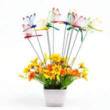 12pcs 3D Dragonfly Ground Stakes, PVC Waterproof Material, Multi-Color Vibrant Design, Can Be Inserted Into Garden Pots, Bouquets, Vases, Outdoor Garden, Patio Landscaping Decoration, Enriching Greenery Landscape Layers - A - View 1