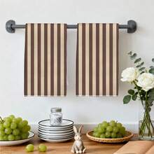 2件裝棕色條紋印花超細纖維廚房抹布，現代極簡風 40*60cm 長方形洗碗布、餐桌布、手巾，廚房裝飾、居家裝飾，適合送給鄰居的喬遷禮物，廚房與浴室用品家居必需品 - 駝色 - 查看 8