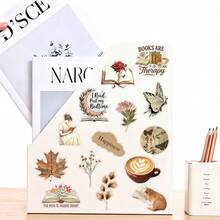 50 Sheets Vintage Reading Doodle Clear PET Waterproof Stickers Literary Decals For Journal Folder Scrapbook DIY Craft - 50 PCS - View 8