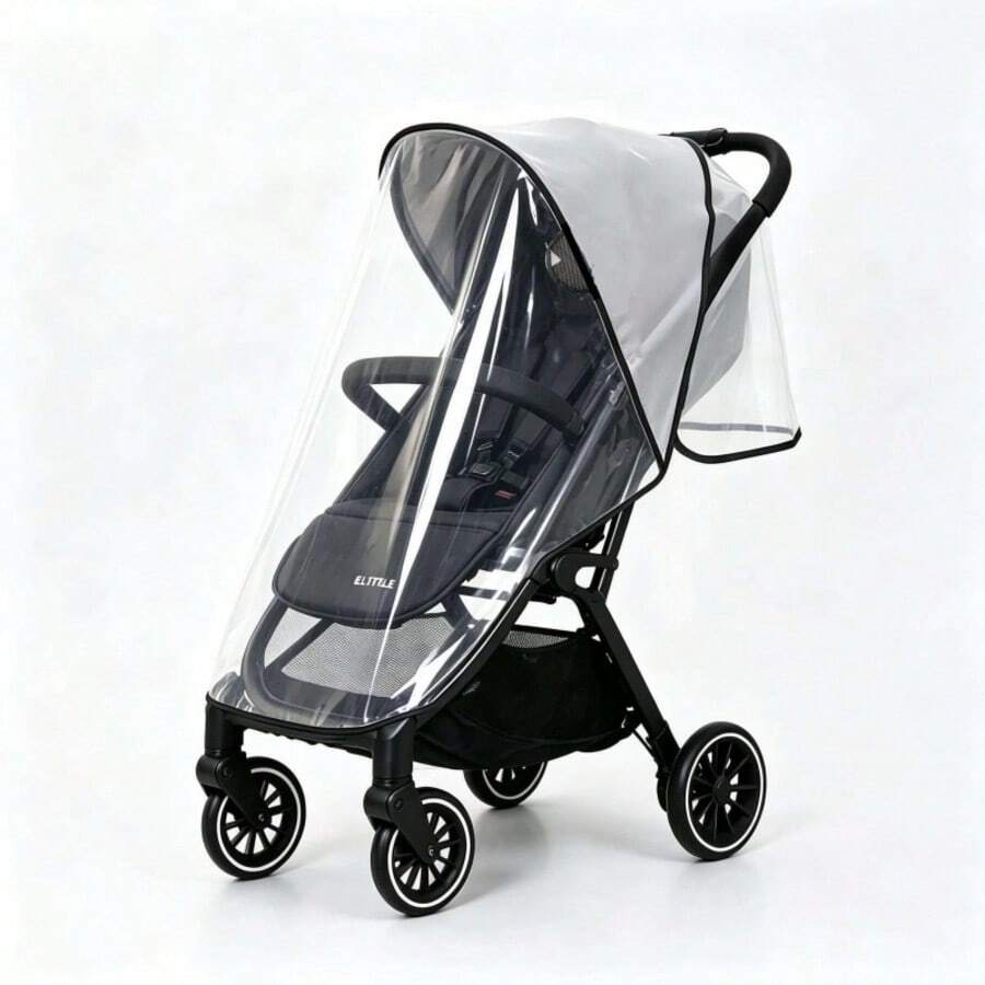 Universal Stroller Rain Cover - Waterproof & Windproof Travel Weather Shield, Thick & Durable, Dust & Snow Proof, Breathable Mesh For Clear View