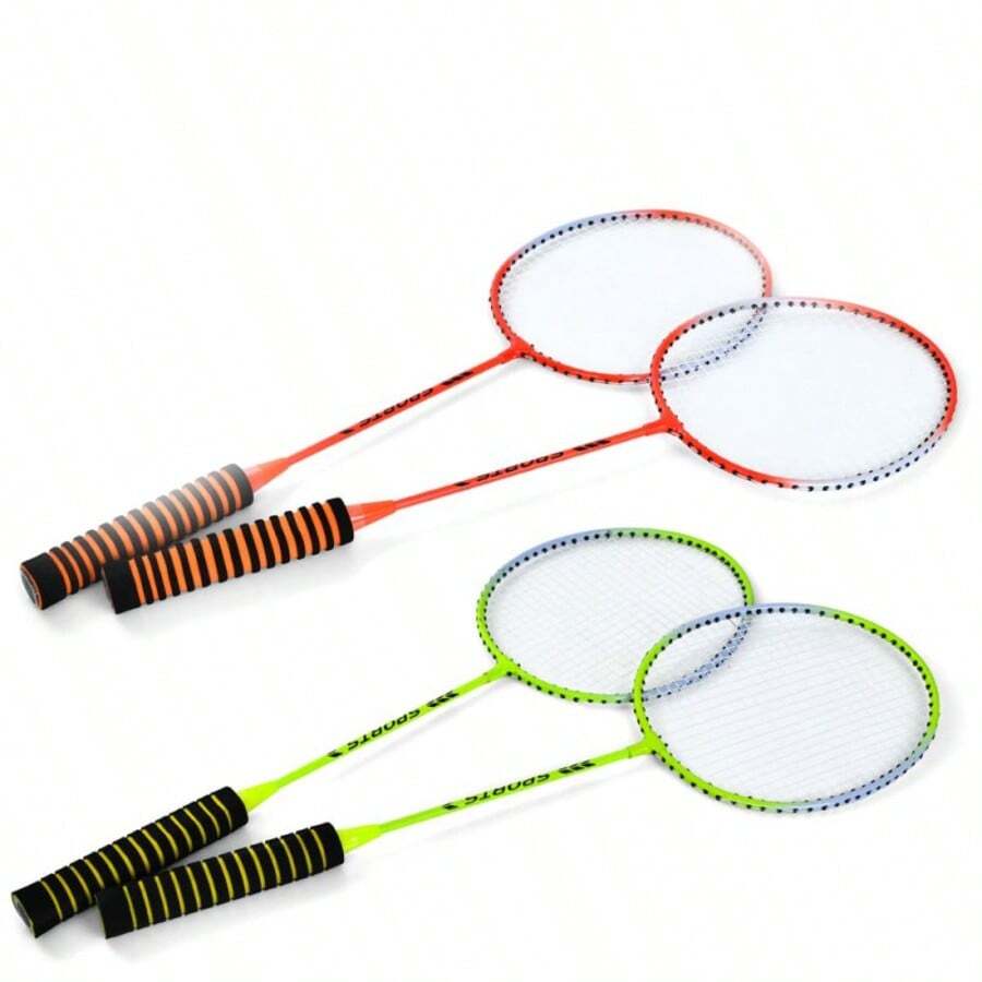 2pcs Lightweight Badminton Racket Set, 72cm Alloy Frame Rackets For Adults & Beginners Everyday Play - Multicolor - View 1