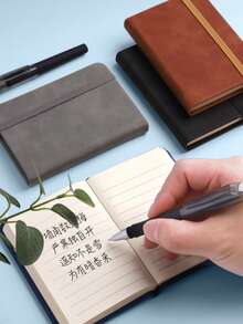 1pc/2pcs Mini Portable A7 Notebook/Pocket Book, Mini A7 Notebook With Small Pocket B5 Leather Cover, Waterproof Skin-Feel, Leather Cover, Thickened Inner Pages, Waterproof And Wear-Resistant, Bandage Grid Design, Privacy Protection, Simple Portable Notebook, Student Planner Diary, Notebook, Vocabulary Book, Book, Office Notebook, Back To School Gift, School Prize And Reward Gift, Birthday, Christmas, Halloween, Thanksgiving Gift, Office Supplies, School Supplies (Bandage Grid Color Random) - Multicolor - View 7
