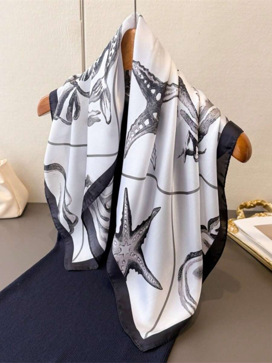 1件仿絲佩斯利印花小方巾 男士防曬圍巾 多功能頭巾領巾 - 灰色 - 查看 1