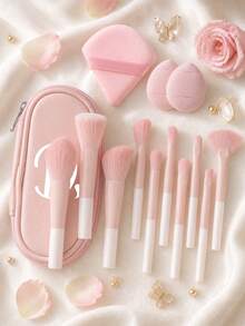 Professional Makeup Brush Set, Includes Foundation Brush, Concealer Brush, Eyeshadow Brush, Eyebrow Brush, Storage Bag, Soft Bristle Design, Essential Makeup Brushes, Perfect For Makeup Application, Covers Blush Brush, Foundation Brush, Eyeshadow Brush, Lip Brush And More, Suitable For Eyeshadow, Foundation And BB Cream Application, Designed For Beginners And Makeup Enthusiasts - Multicolor - View 6