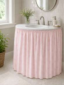 Penutup Kabinet Motif Bunga Sulur Beige untuk Wastafel Dapur, Tirai Dekoratif Bawah Meja Gaya Alami Sederhana untuk Wastafel, Dekorasi Penyimpanan Rumah yang Mempercantik dan Anti Debu - MultiWarna - View 2