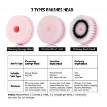 3-In-1 Electric Facial Cleansing Brush, Multi-Function Rotating Massage Face Washer, Blackhead & Pore Cleanser, 450mAh - Pink - View 5