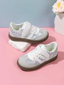 1 Paar Mädchen Trainingsschuhe mit Blumenmuster, Spitze und Pailletten, Klettverschluss, vielseitiger neuer Stil, atmungsaktive Freizeitschuhe für Kinder für Schule, Park, Einkaufen - Weiss - Übersicht 3