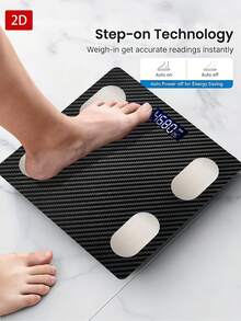 Smart Body Weight Scale, Digital Bathroom Scale, Smart Digital LED Body Weight Scale, Bathroom Tool, Max Capacity 400 Lbs/180 Kg, Tempered Glass Surface, Temperature Detection, Uses AAA Batteries (Not Included) - Multicolor - View 3