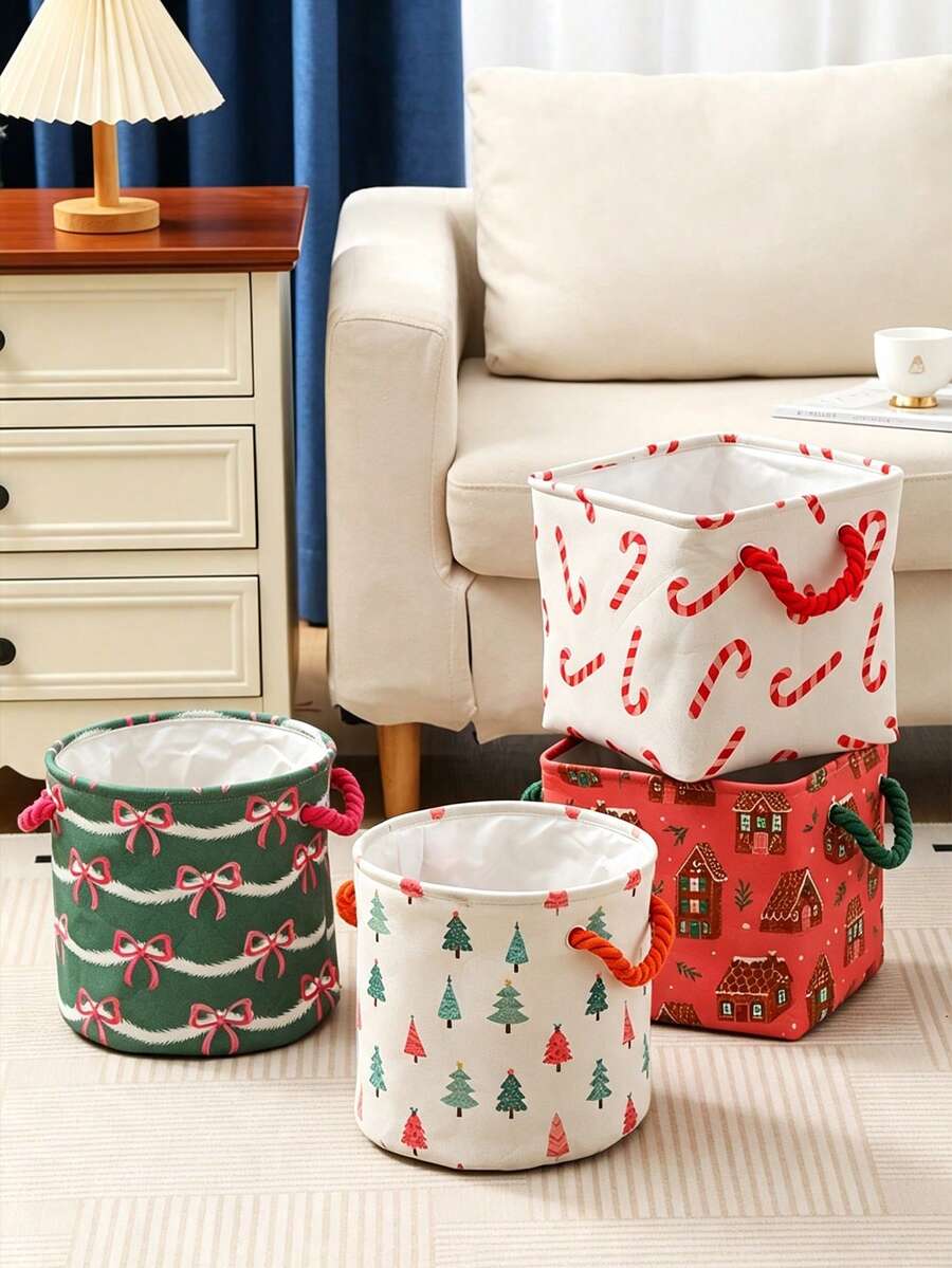 1PC Collapsible Holiday Toy Storage Bin, Foldable Organizer Basket For Baby Nursery Kids Room Home Decor - Multicolor - View 1